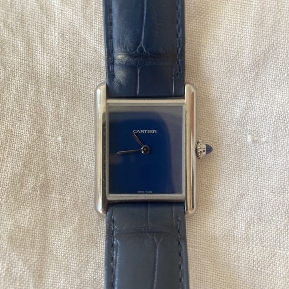 Cartier Watch For Men Tank Must In Blue, special edition "Cordes de Marseille" - Picture 1 of 6